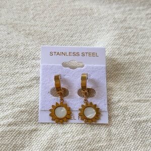 Gold Sunflower Earrings | Stainless Steel